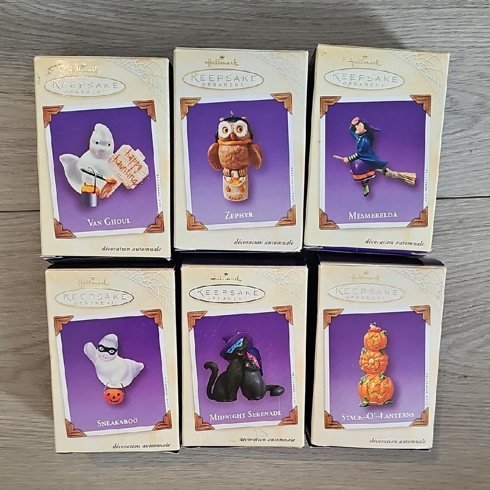 Vintage 2000s Hallmark Halloween‎ Ornaments, Lot Of 6